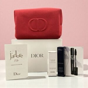 Dior Red Pouch with Perfume and Mascara Collection